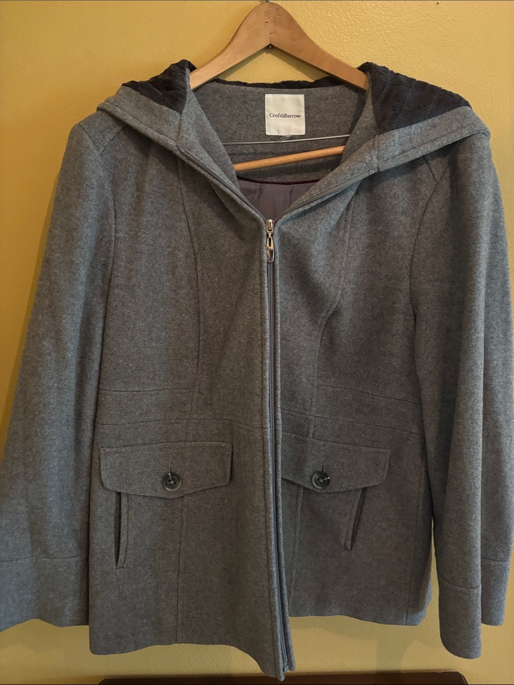 Sonoma Gray Hooded Pea Coat